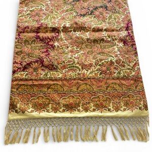Pottery Barn Mira Paisley Table Runner 22x70 Tapestry Red Gold Green Boho 2008